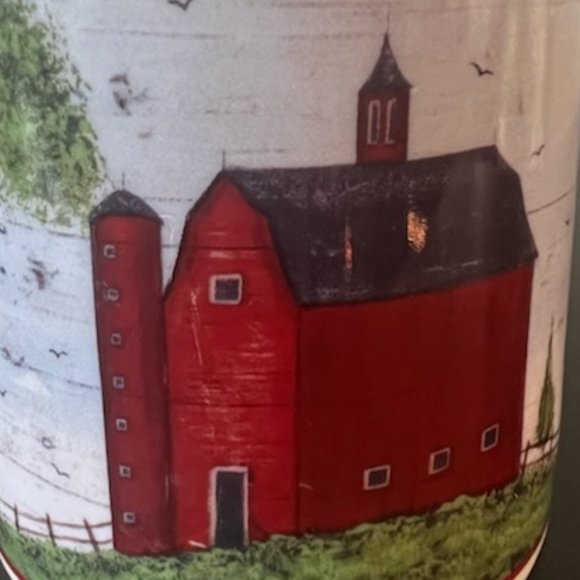 Set of 2 Warren Kimble RED BARNS 1998 Folk Art Coffee Mugs ~ Sakura ~ Americana - Picture 6 of 10